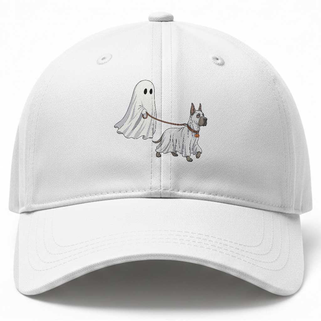 Funny Ghost Walking Great Dane Dog Baseball Cap Halloween Pet Lover Gift