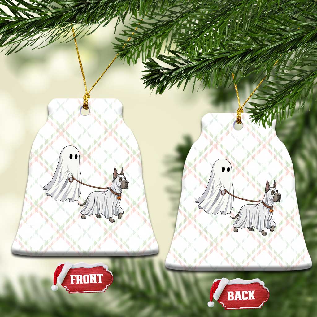 Funny Ghost Walking Great Dane Dog Ceramic Ornament Halloween Pet Lover Gift