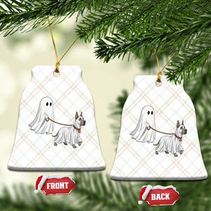 Funny Ghost Walking Great Dane Dog Ceramic Ornament Halloween Pet Lover Gift