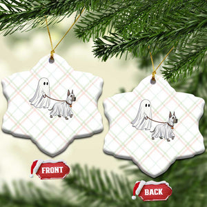 Funny Ghost Walking Great Dane Dog Ceramic Ornament Halloween Pet Lover Gift