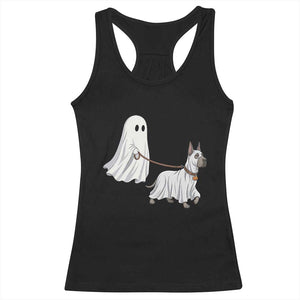 Funny Ghost Walking Great Dane Dog Racerback Tank Top Halloween Pet Lover Gift