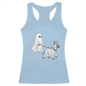 Funny Ghost Walking Great Dane Dog Racerback Tank Top Halloween Pet Lover Gift