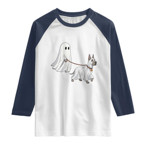 Funny Ghost Walking Great Dane Dog Raglan Shirt Halloween Pet Lover Gift