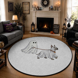 Funny Ghost Walking Great Dane Dog Round Rug Halloween Pet Lover Gift