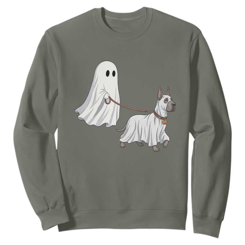 Funny Ghost Walking Great Dane Dog Sweatshirt Halloween Pet Lover Gift