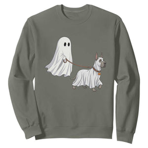 Funny Ghost Walking Great Dane Dog Sweatshirt Halloween Pet Lover Gift