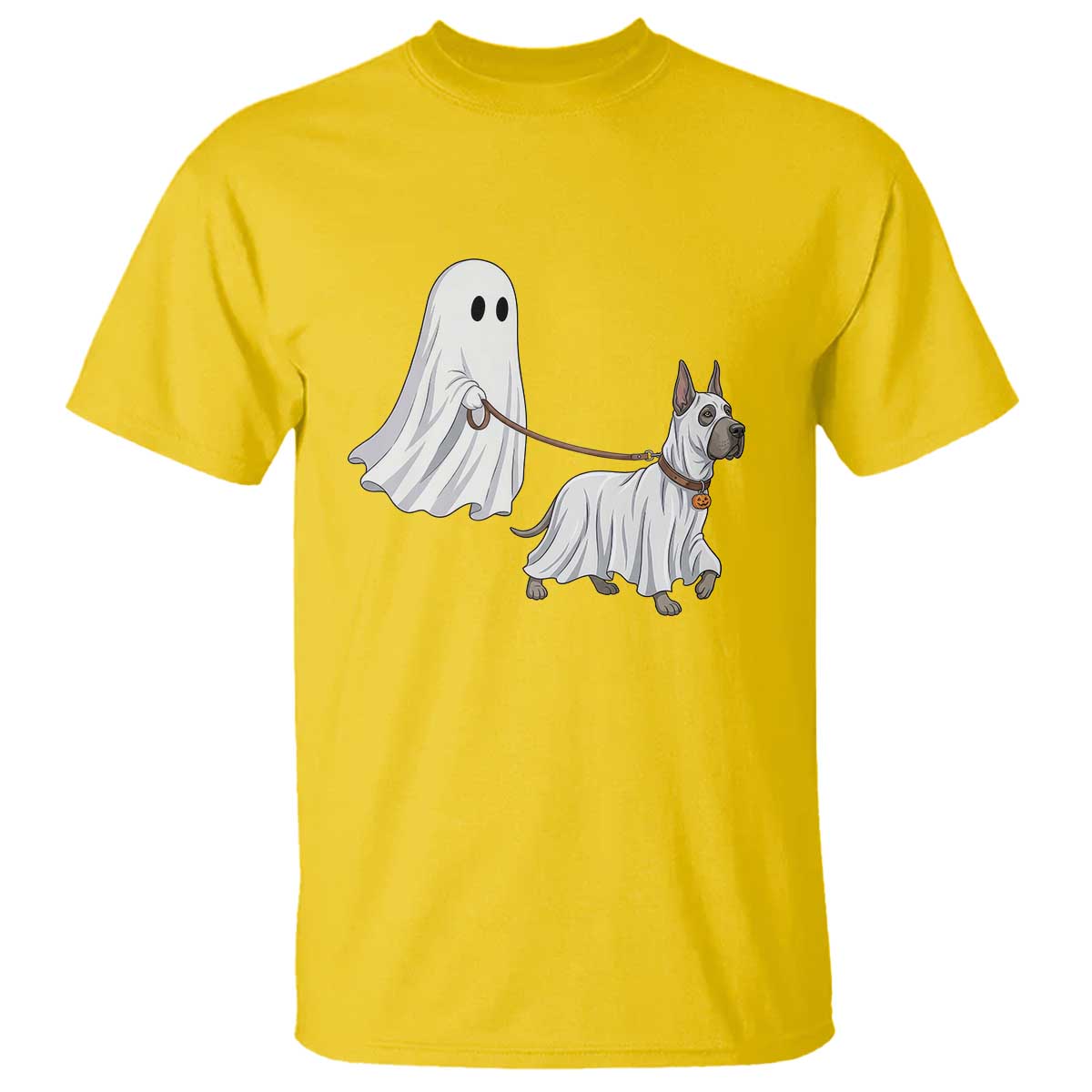 Funny Ghost Walking Great Dane Dog T Shirt Halloween Pet Lover Gift