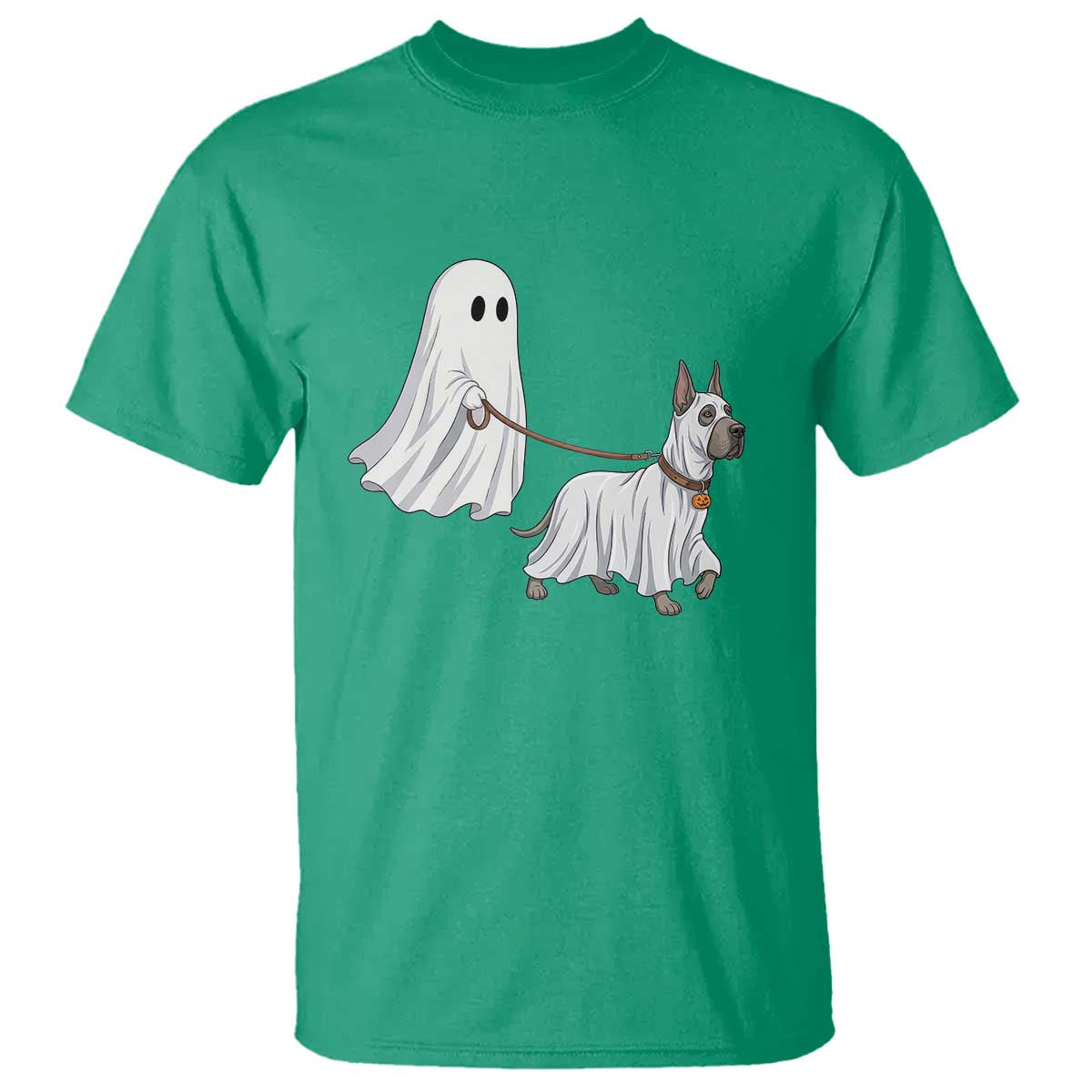 Funny Ghost Walking Great Dane Dog T Shirt Halloween Pet Lover Gift