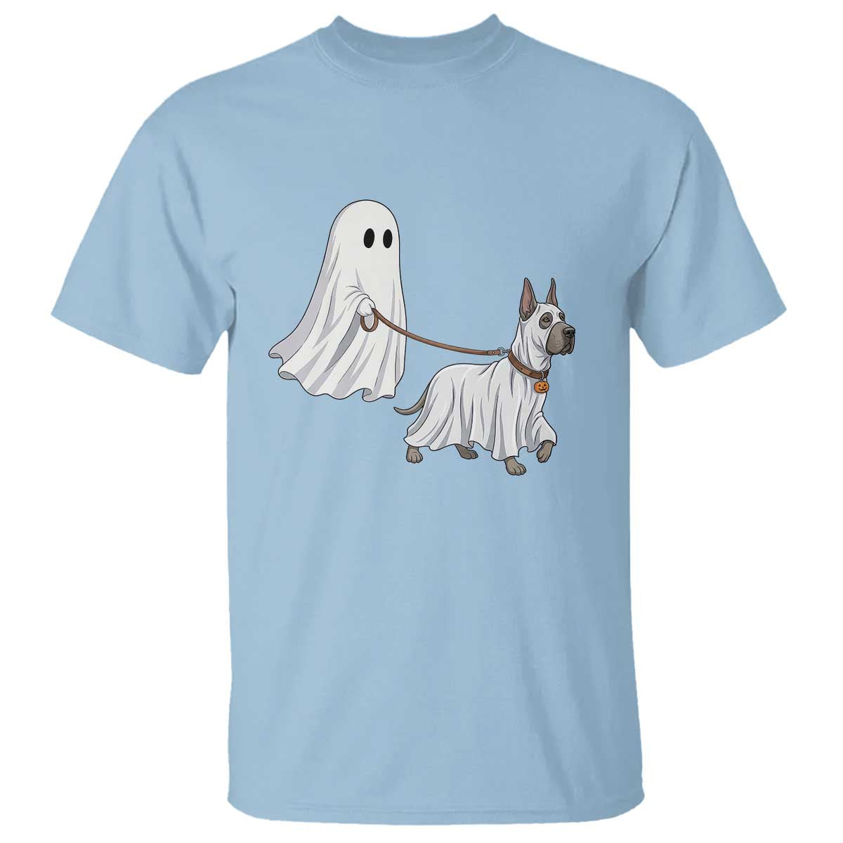 Funny Ghost Walking Great Dane Dog T Shirt Halloween Pet Lover Gift