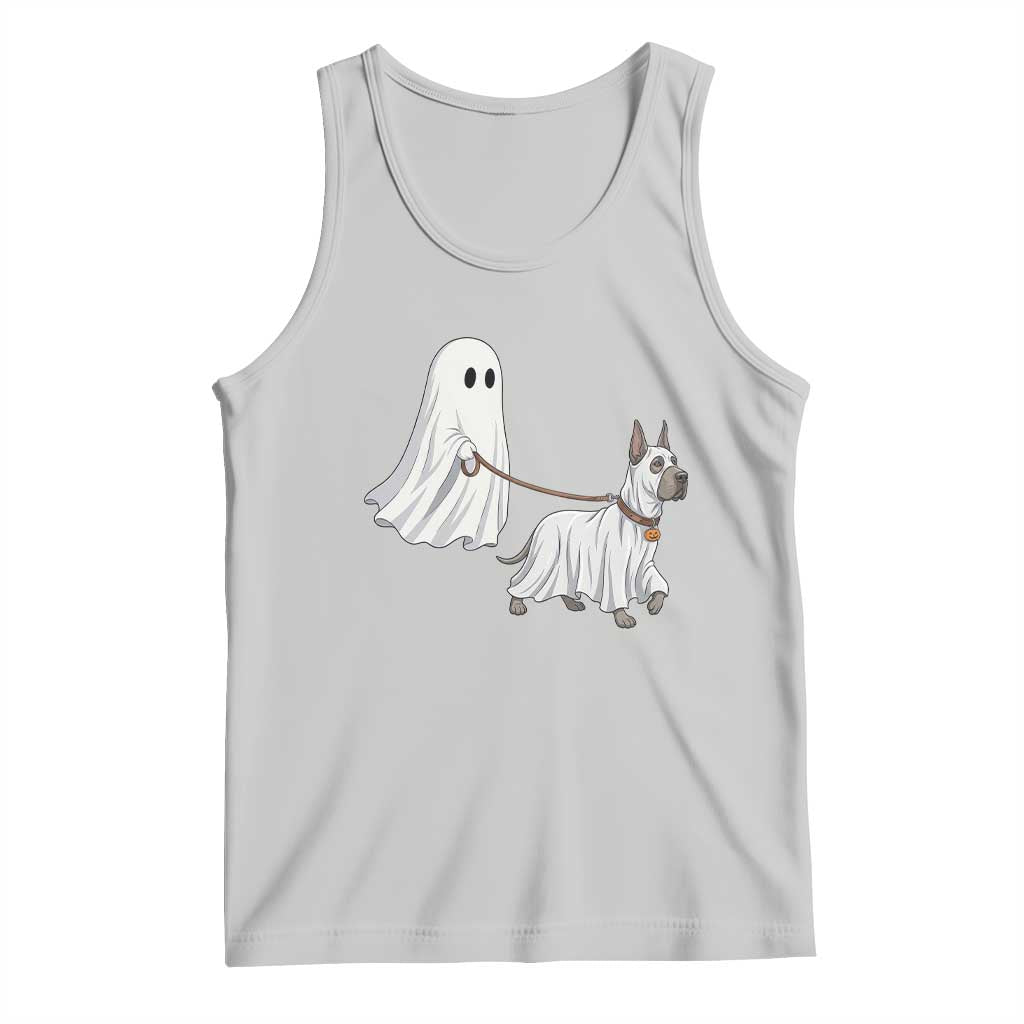 Funny Ghost Walking Great Dane Dog Tank Top Halloween Pet Lover Gift