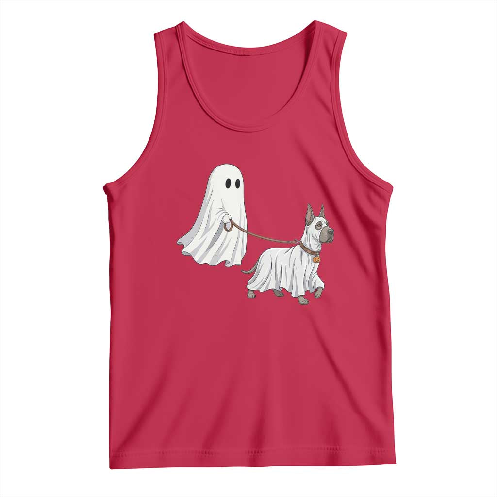 Funny Ghost Walking Great Dane Dog Tank Top Halloween Pet Lover Gift