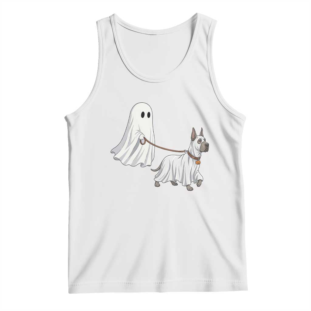 Funny Ghost Walking Great Dane Dog Tank Top Halloween Pet Lover Gift