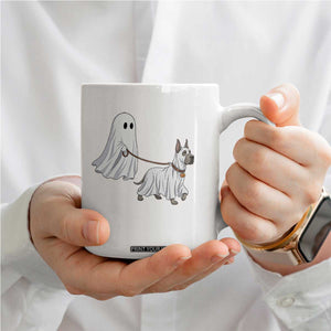 Funny Ghost Walking Great Dane Dog Coffee Mug Halloween Pet Lover Gift