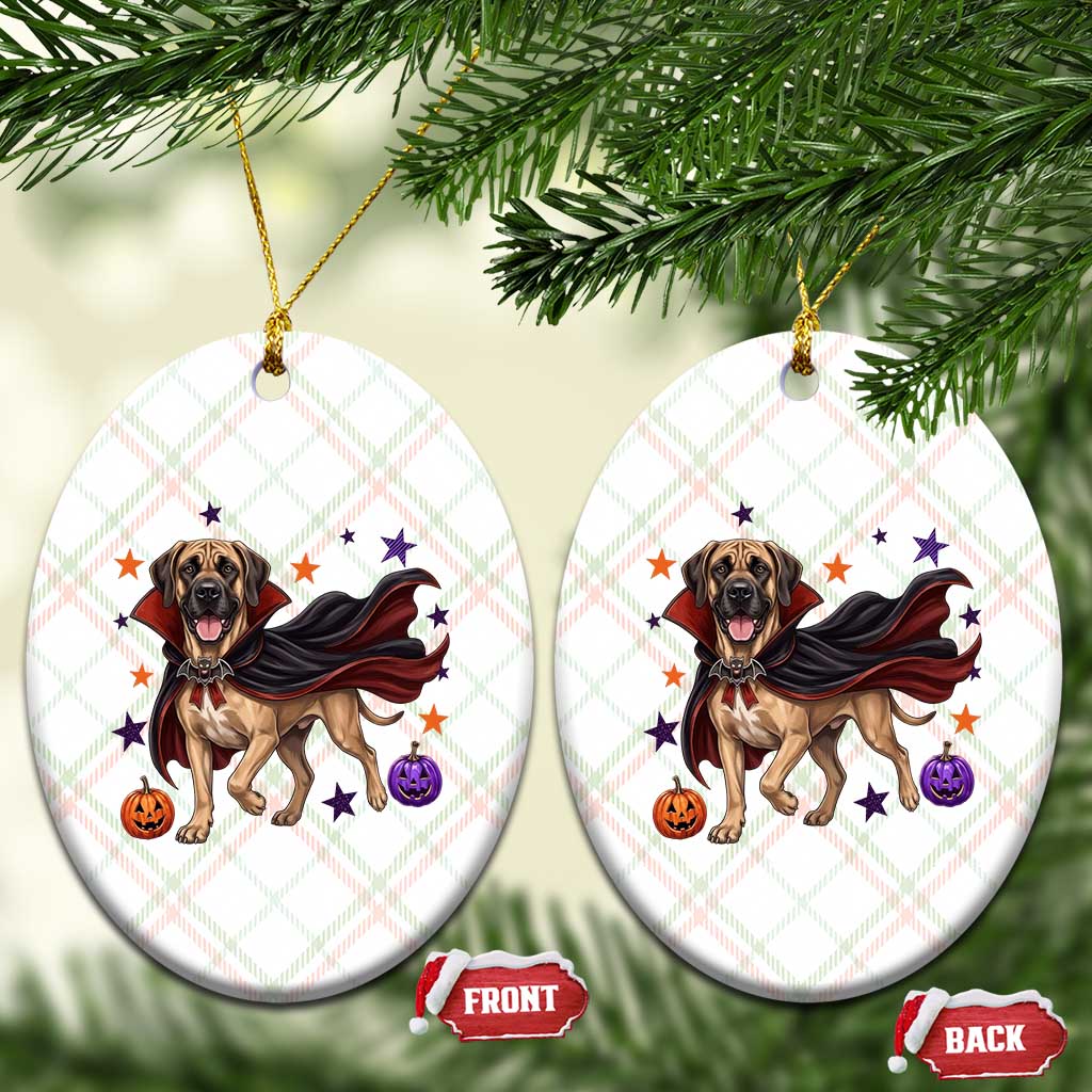 Cute Halloween Great Dane Dog Pumpkin Ghost and Witch T-Shirt Ceramic Ornament