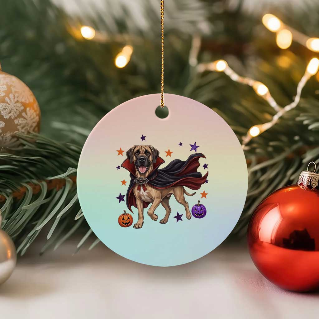 Cute Halloween Great Dane Dog Pumpkin Ghost and Witch T-Shirt Ceramic Ornament