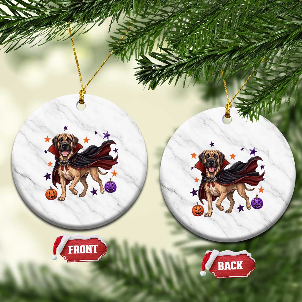 Cute Halloween Great Dane Dog Pumpkin Ghost and Witch T-Shirt Ceramic Ornament