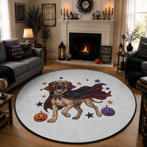 Cute Halloween Great Dane Dog Pumpkin Ghost and Witch T-Shirt Round Rug