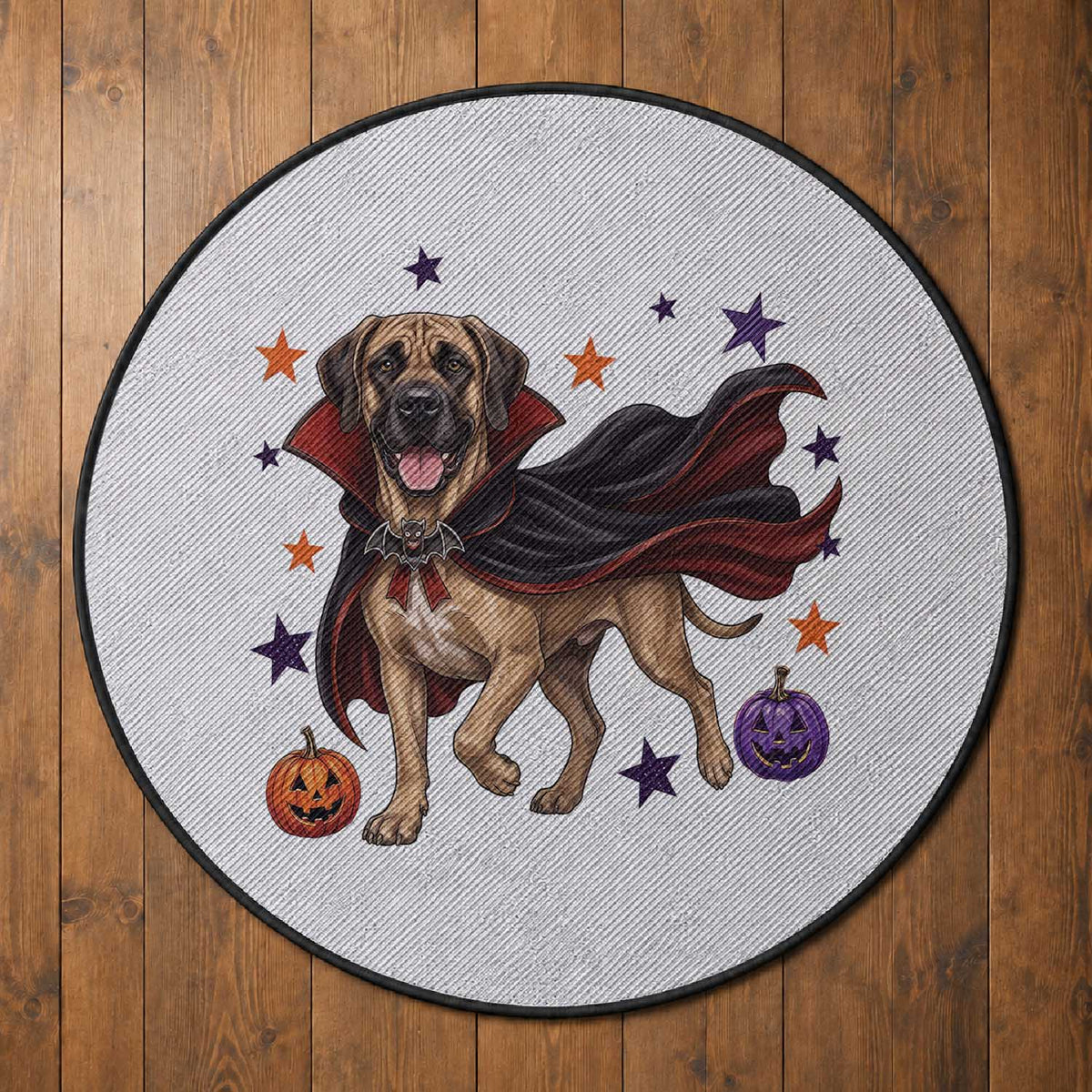 Cute Halloween Great Dane Dog Pumpkin Ghost and Witch T-Shirt Round Rug