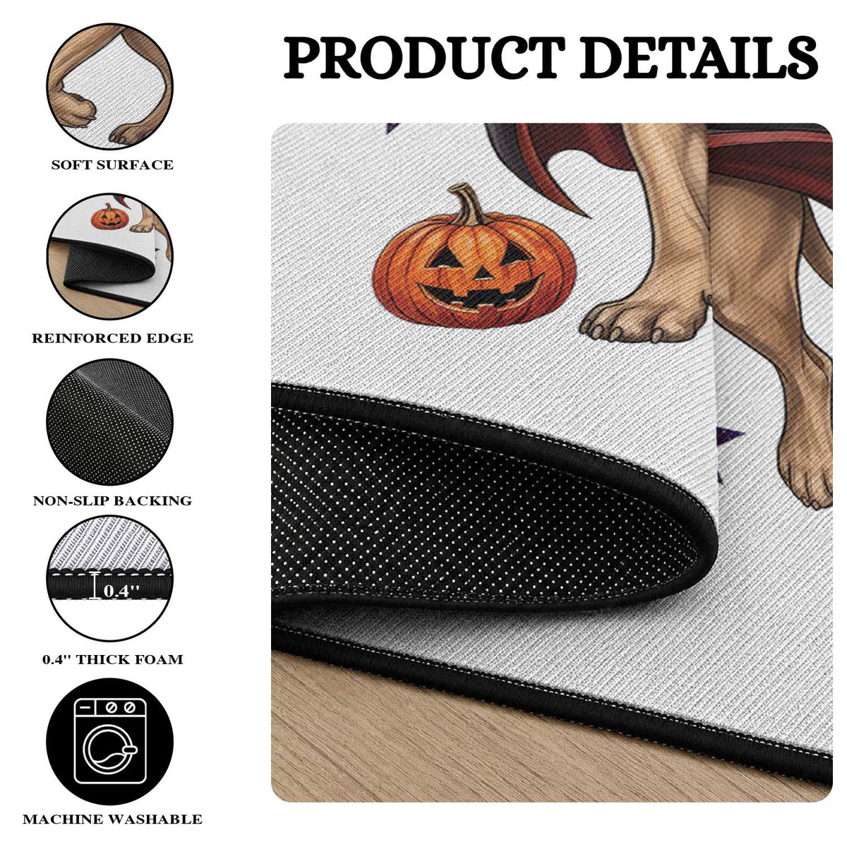 Cute Halloween Great Dane Dog Pumpkin Ghost and Witch T-Shirt Round Rug