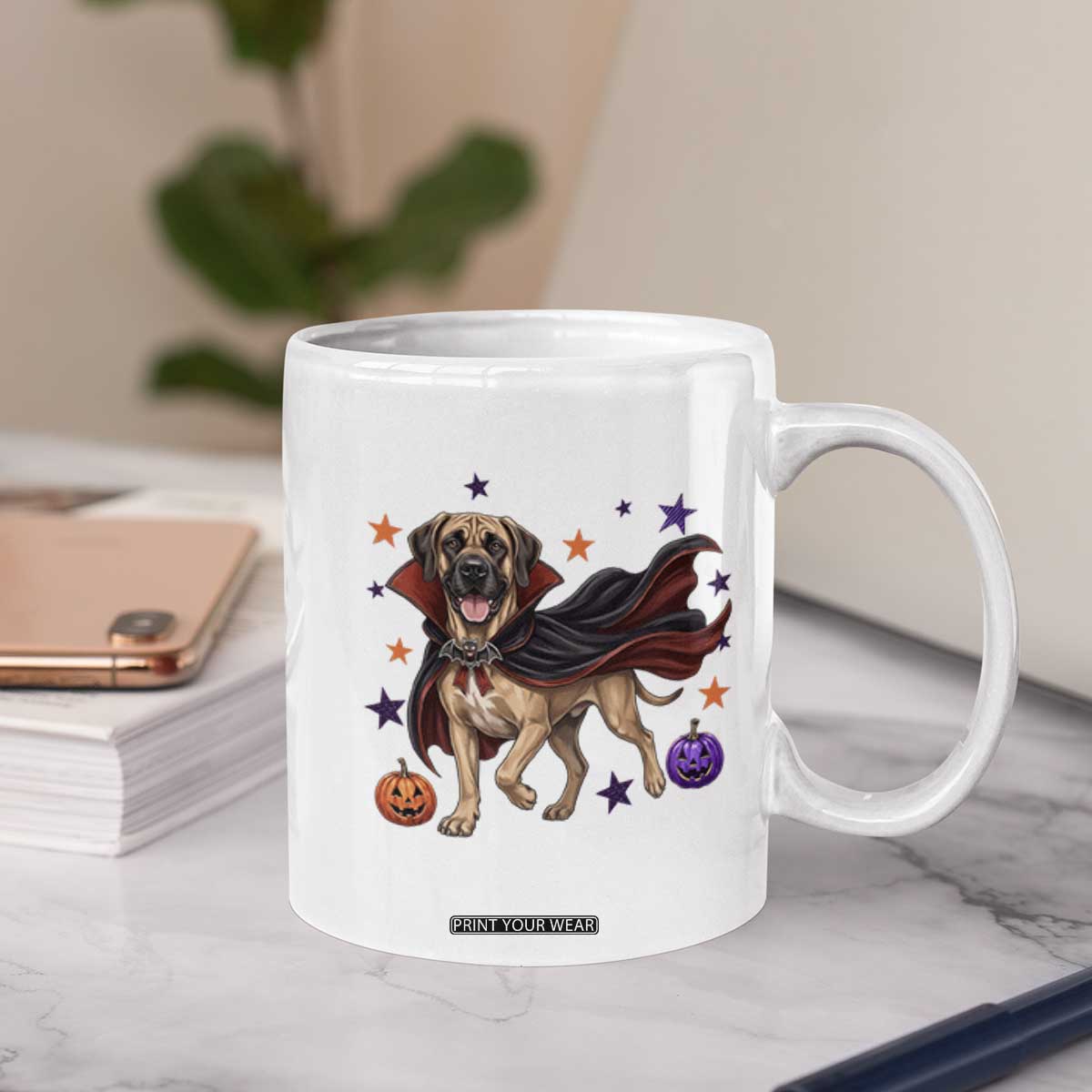 Cute Halloween Great Dane Dog Pumpkin Ghost and Witch T-Shirt Coffee Mug