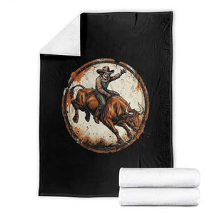 Funny Rodeo Clown Bull Riding Throw Blanket Western Rodeo Fighter Gift