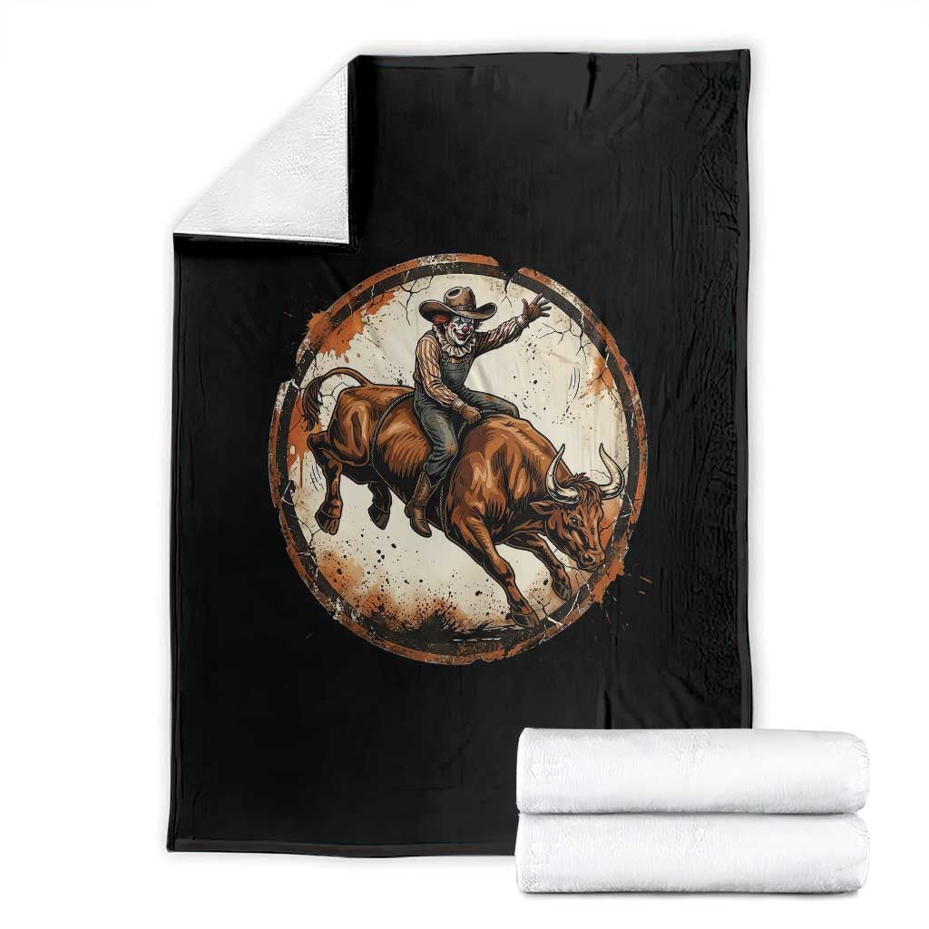 Funny Rodeo Clown Bull Riding Throw Blanket Western Rodeo Fighter Gift