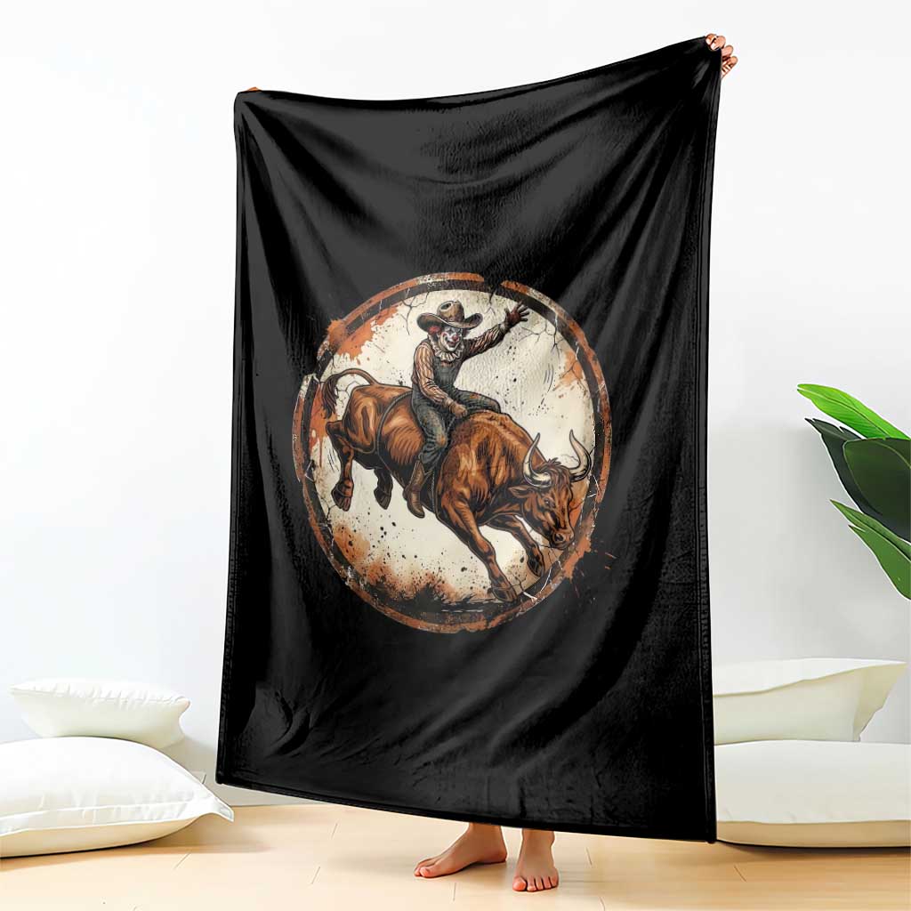 Funny Rodeo Clown Bull Riding Throw Blanket Western Rodeo Fighter Gift