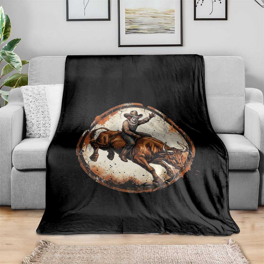 Funny Rodeo Clown Bull Riding Throw Blanket Western Rodeo Fighter Gift