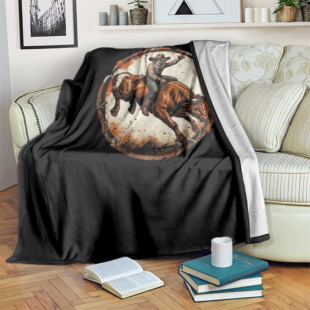 Funny Rodeo Clown Bull Riding Throw Blanket Western Rodeo Fighter Gift