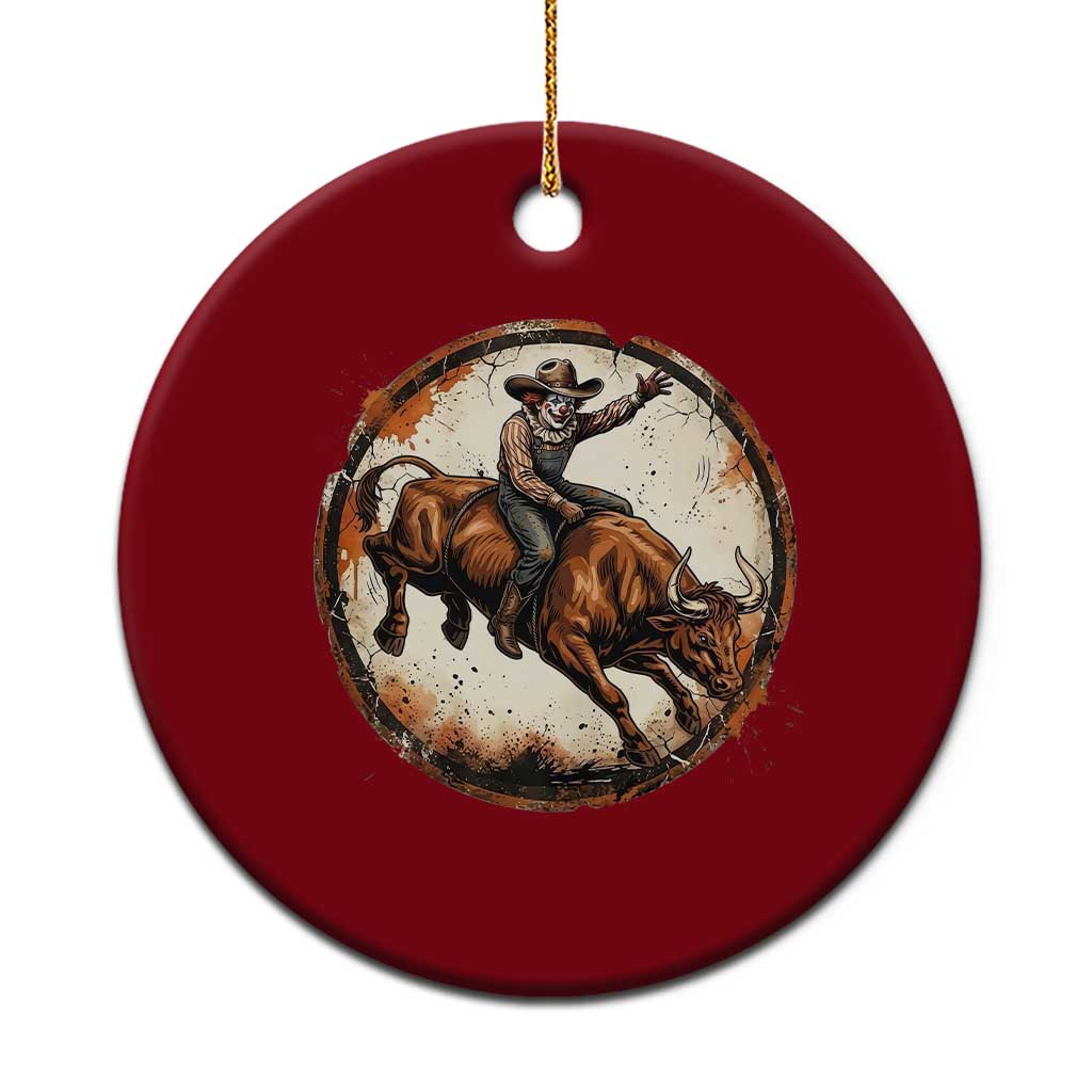 Funny Rodeo Clown Bull Riding Ceramic Ornament Western Rodeo Fighter Gift