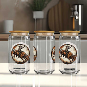 Funny Rodeo Clown Bull Riding Glass Can Western Rodeo Fighter Gift