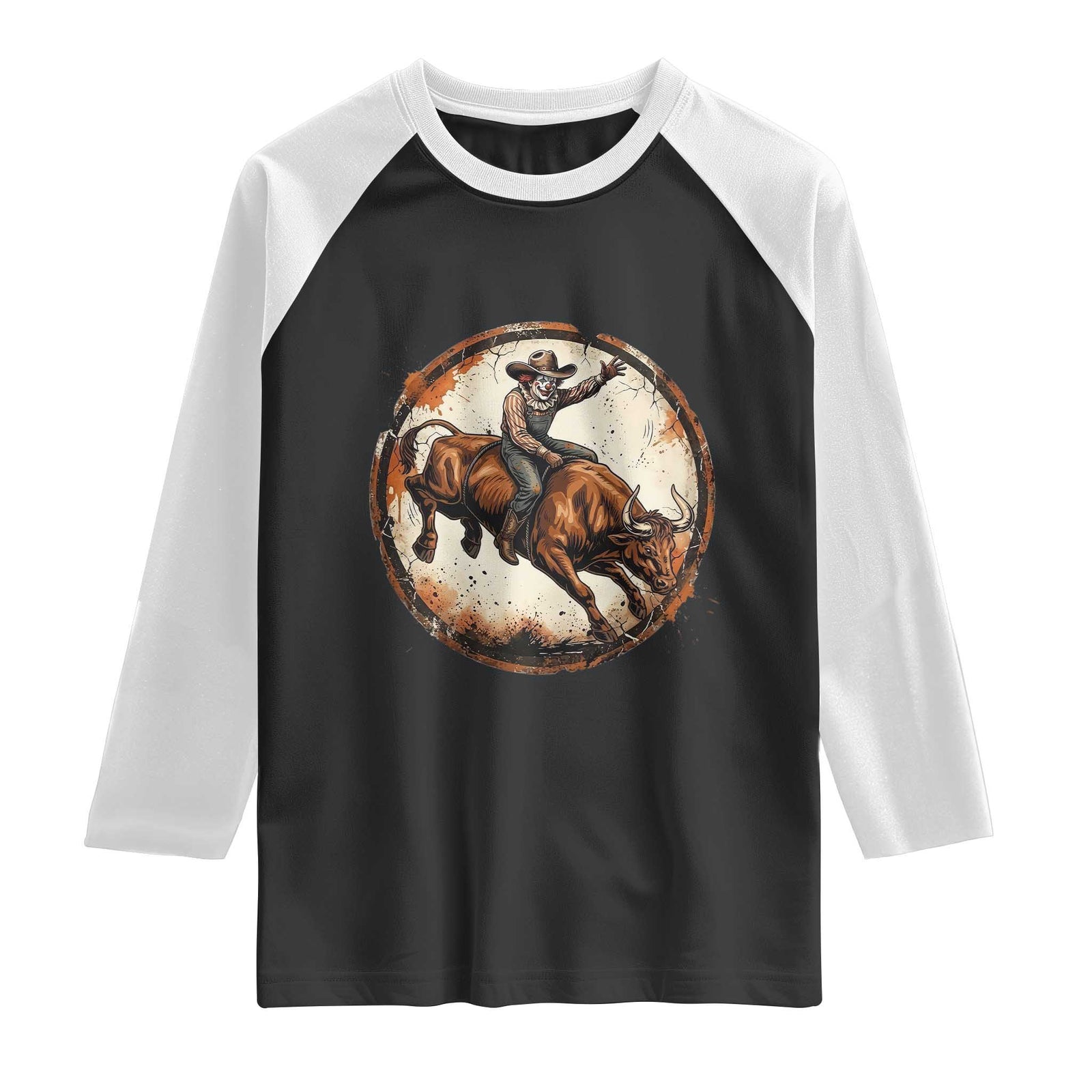 Funny Rodeo Clown Bull Riding Raglan Shirt Western Rodeo Fighter Gift
