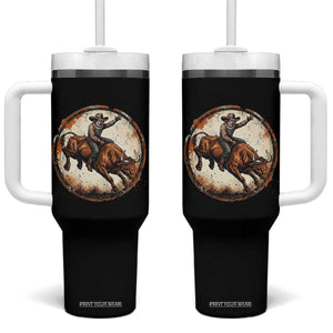Funny Rodeo Clown Bull Riding Tumbler With Handle Western Rodeo Fighter Gift