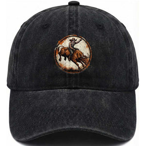 Funny Rodeo Clown Bull Riding Washed Cotton Baseball Cap Western Rodeo Fighter Gift