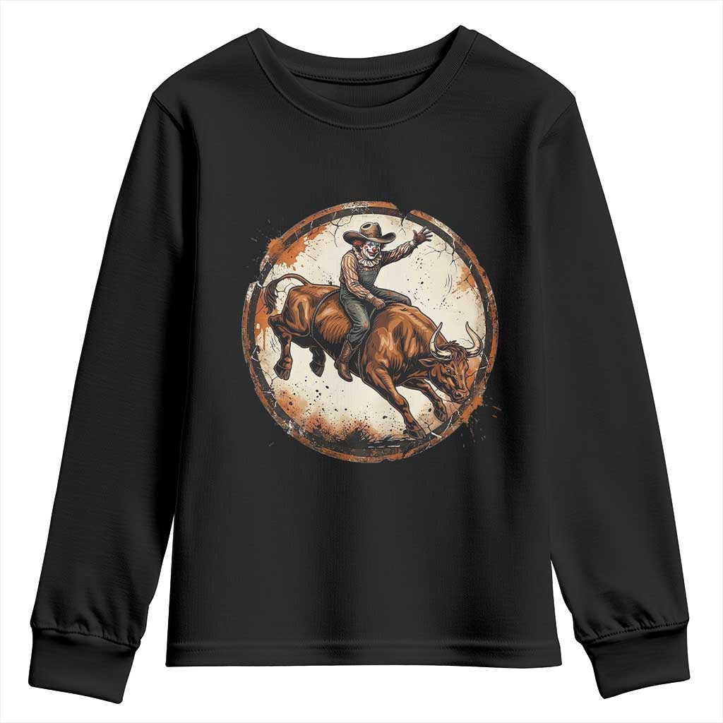 Funny Rodeo Clown Bull Riding Youth Sweatshirt Western Rodeo Fighter Gift