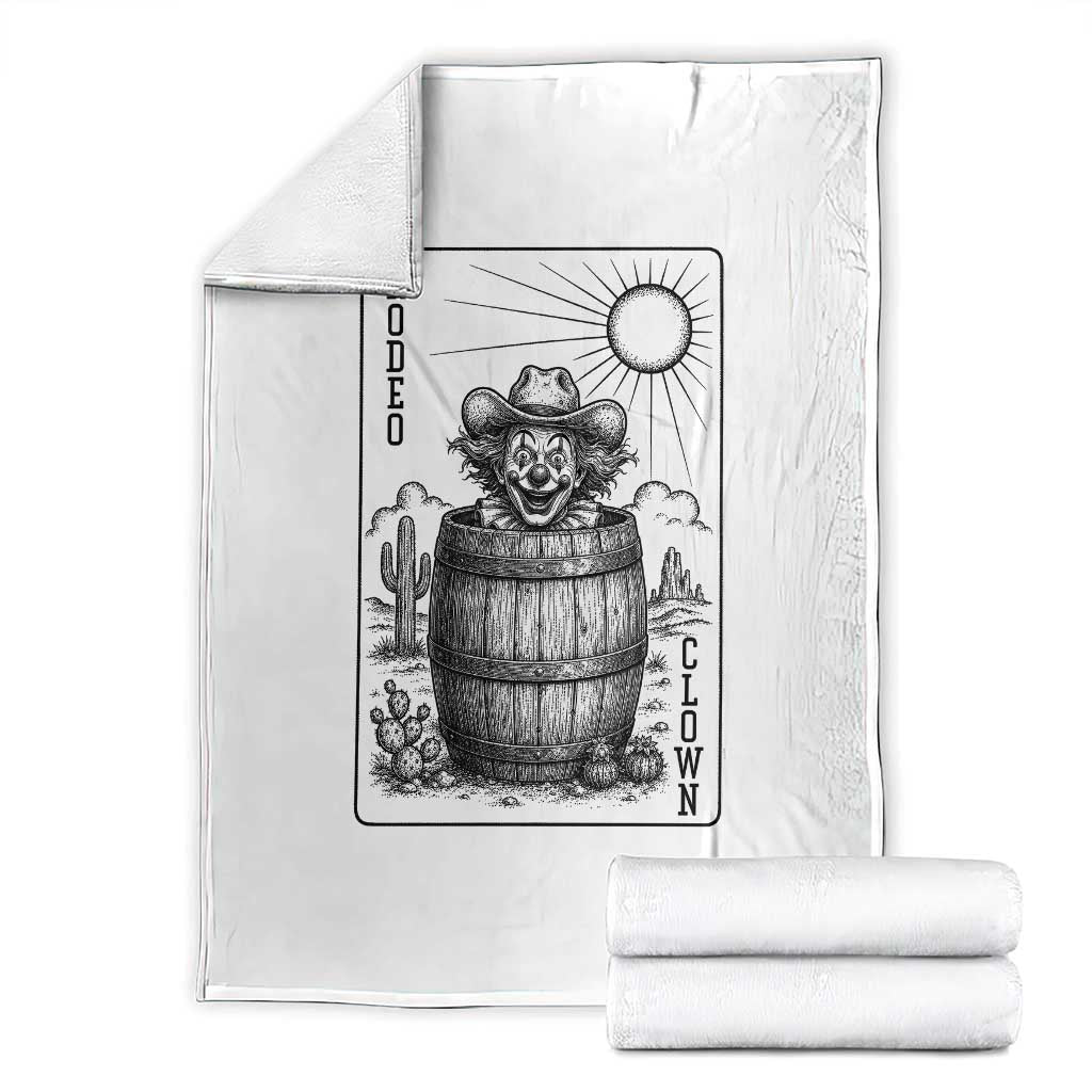 Funny Rodeo Clown In Barrel Throw Blanket Western Playing Card Rodeo Gift