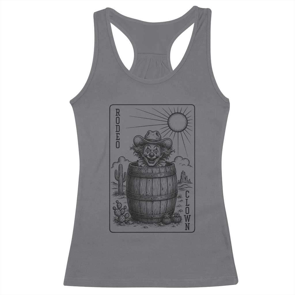 Funny Rodeo Clown In Barrel Racerback Tank Top Western Playing Card Rodeo Gift