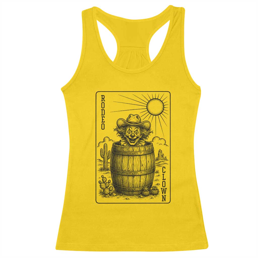 Funny Rodeo Clown In Barrel Racerback Tank Top Western Playing Card Rodeo Gift