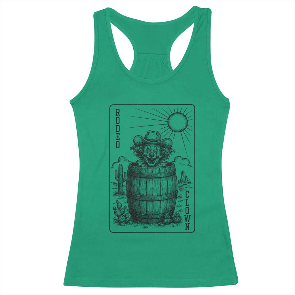 Funny Rodeo Clown In Barrel Racerback Tank Top Western Playing Card Rodeo Gift