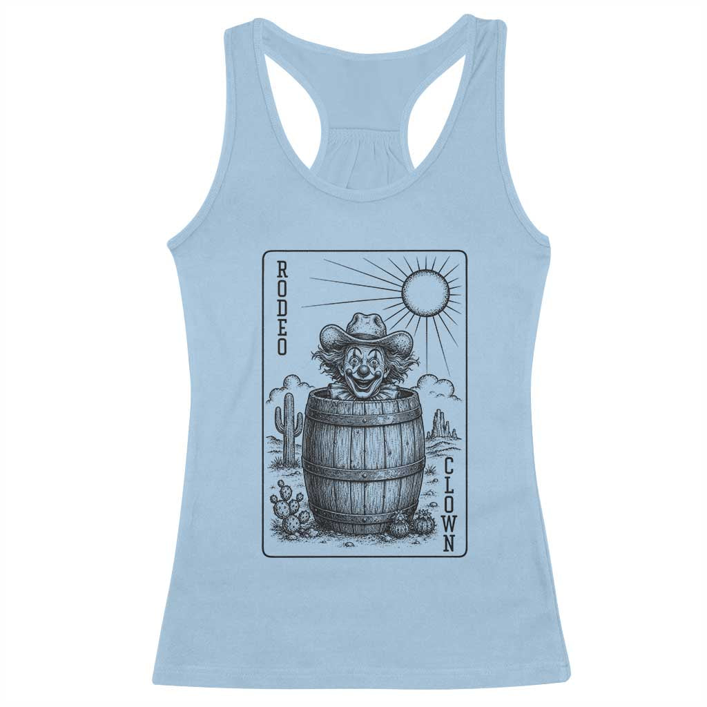 Funny Rodeo Clown In Barrel Racerback Tank Top Western Playing Card Rodeo Gift