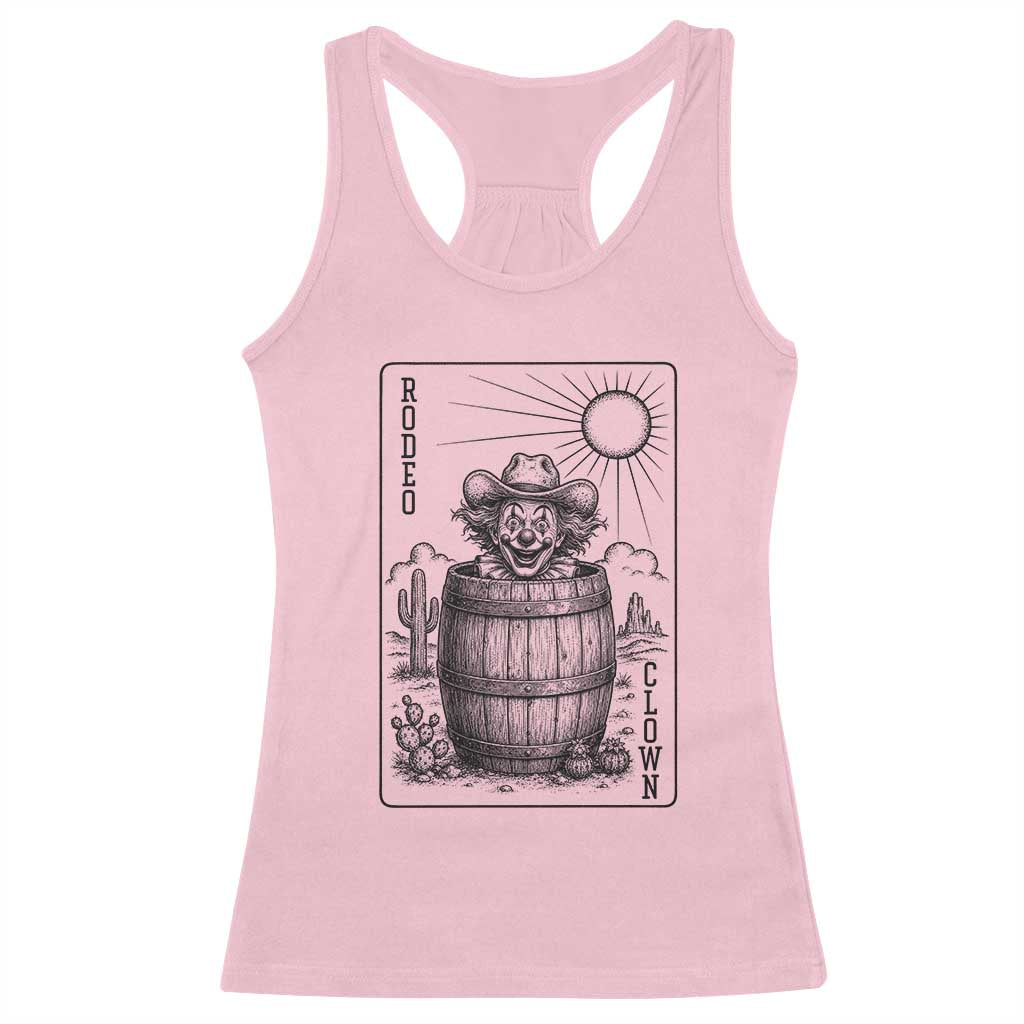 Funny Rodeo Clown In Barrel Racerback Tank Top Western Playing Card Rodeo Gift