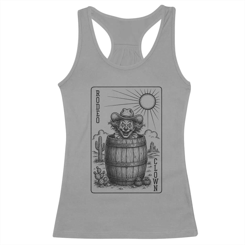 Funny Rodeo Clown In Barrel Racerback Tank Top Western Playing Card Rodeo Gift