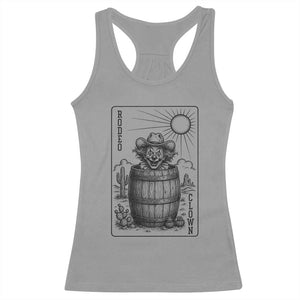 Funny Rodeo Clown In Barrel Racerback Tank Top Western Playing Card Rodeo Gift