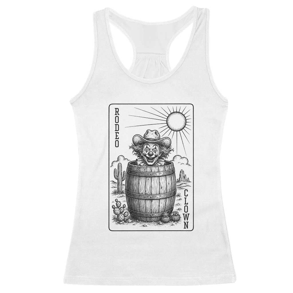 Funny Rodeo Clown In Barrel Racerback Tank Top Western Playing Card Rodeo Gift