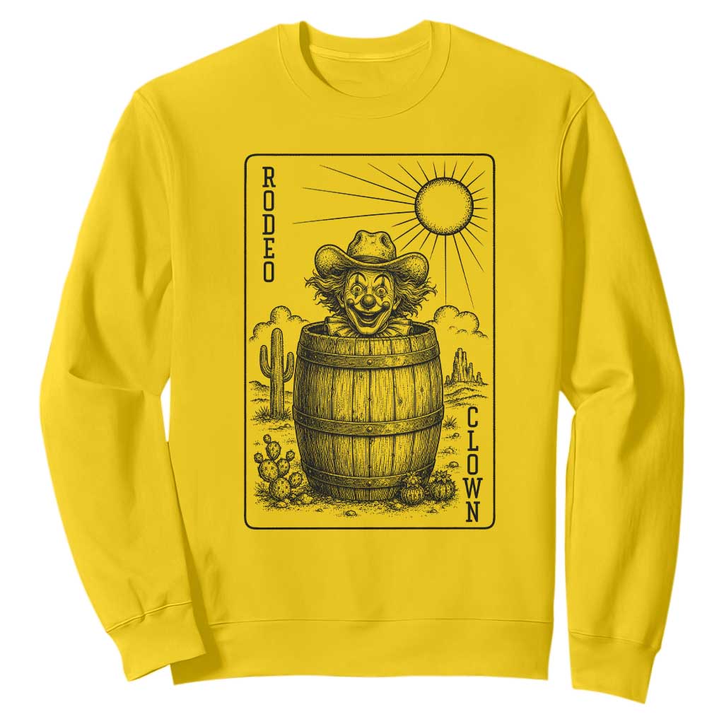 Funny Rodeo Clown In Barrel Sweatshirt Western Playing Card Rodeo Gift