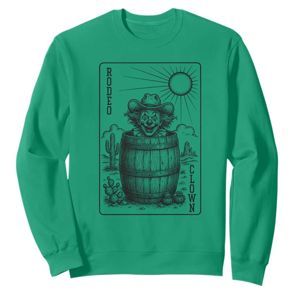 Funny Rodeo Clown In Barrel Sweatshirt Western Playing Card Rodeo Gift