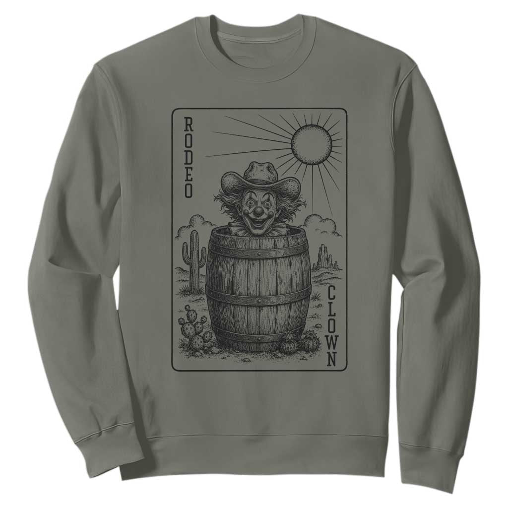 Funny Rodeo Clown In Barrel Sweatshirt Western Playing Card Rodeo Gift