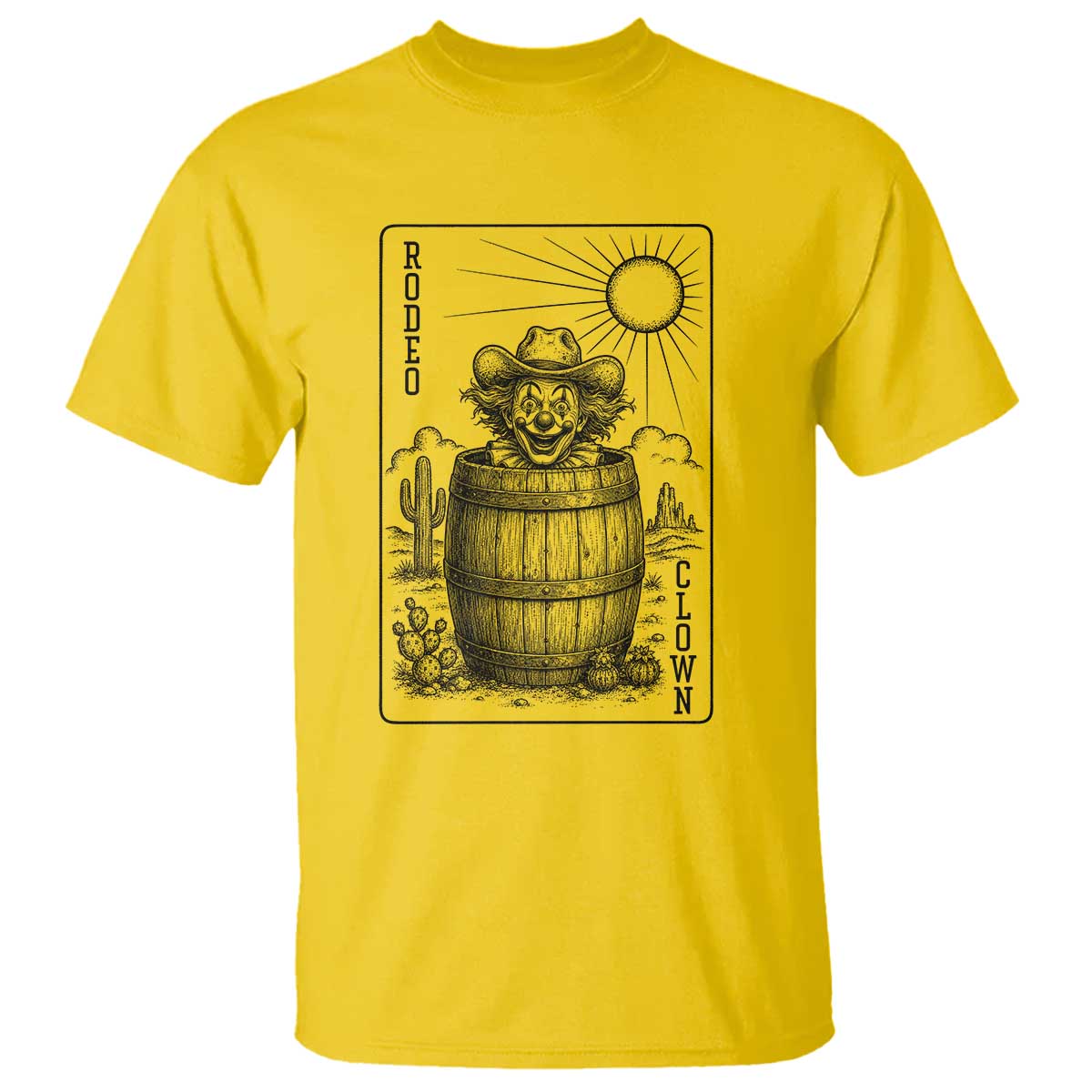 Funny Rodeo Clown In Barrel T Shirt Western Playing Card Rodeo Gift