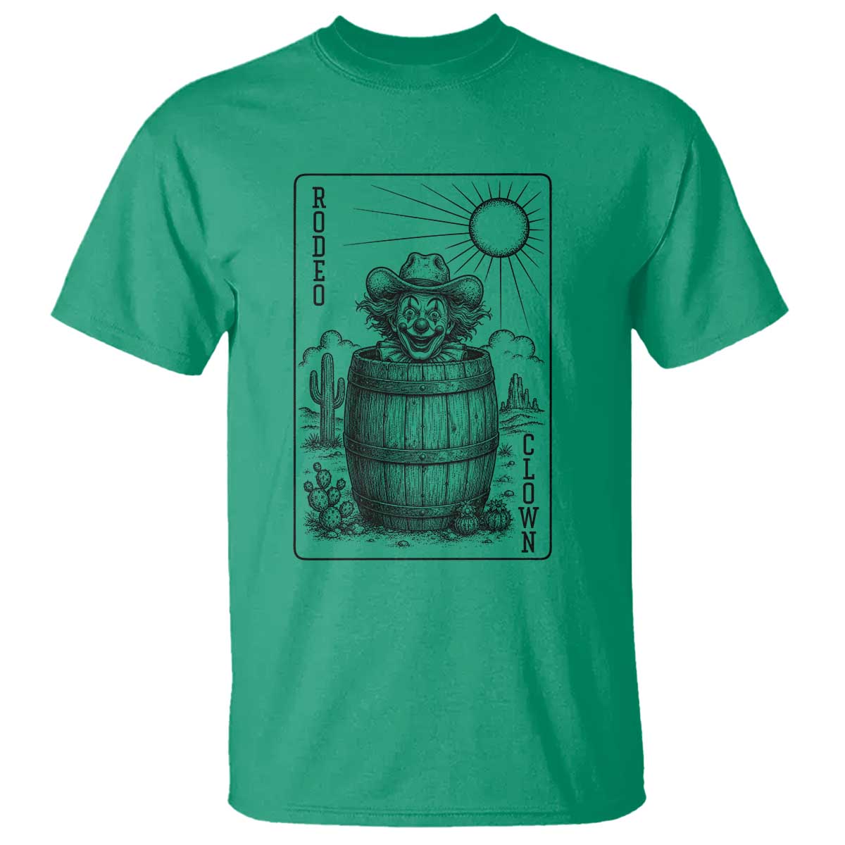 Funny Rodeo Clown In Barrel T Shirt Western Playing Card Rodeo Gift