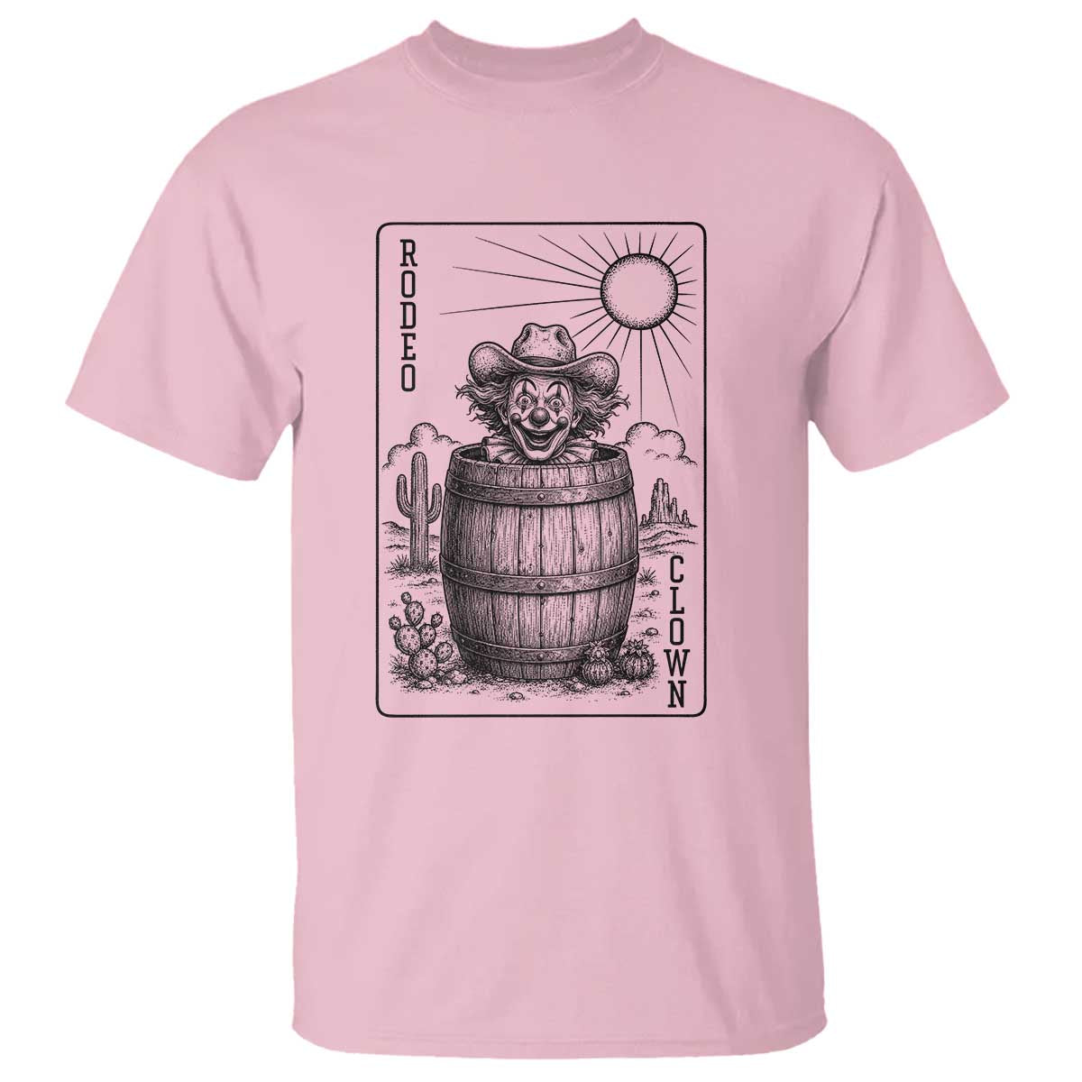 Funny Rodeo Clown In Barrel T Shirt Western Playing Card Rodeo Gift